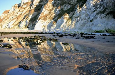 Scenic view of rocks on beach