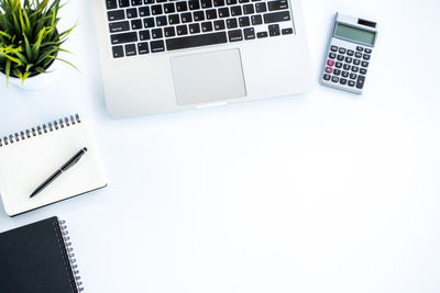 High angle view of mobile phone on table