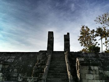 Low angle view of built structure against clear sky