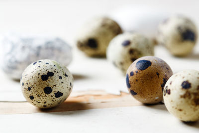 Close-up of eggs on table