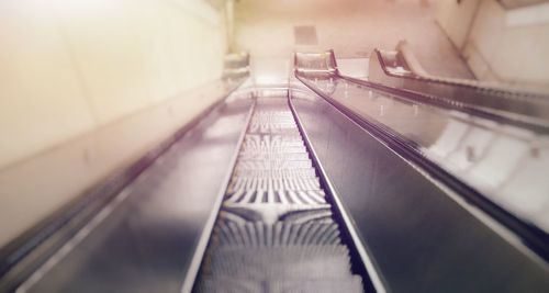 Close-up view of escalator