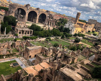 High angle view of buildings in city