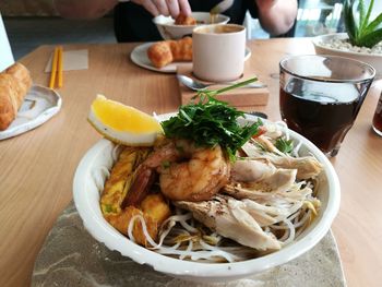Food served in bowl on table at restaurant