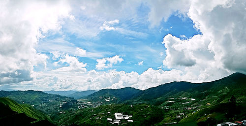 Panoramic view of landscape against cloudy sky