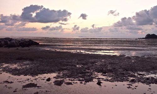 Scenic view of sea at sunset