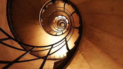 Directly below shot of spiral staircase in building