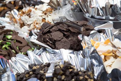 High angle view of chocolate in container