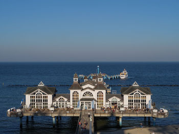 Scenic view of sea against clear sky at sellin rügen