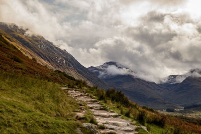 Scenic view of mountains against sky