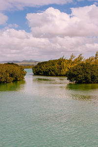 Scenic view of lake against sky