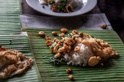 Close-up of food on table