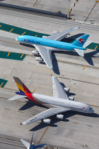 High angle view of airplane flying over airport runway