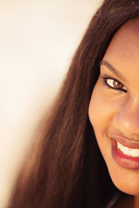 Close-up portrait of a beautiful young woman