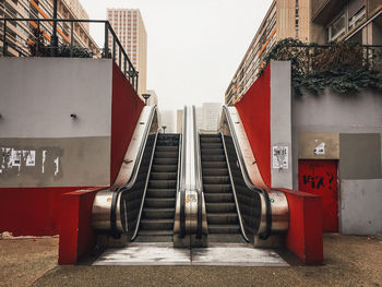 View of escalator in city