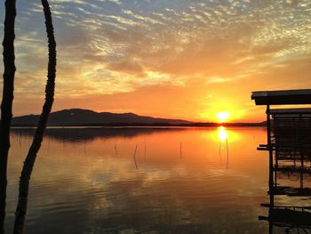 Scenic view of lake at sunset