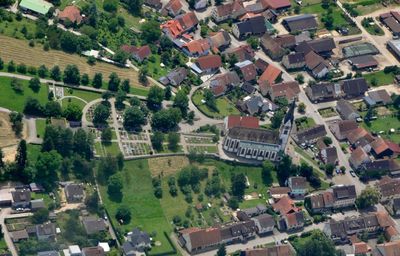 High angle shot of residential district