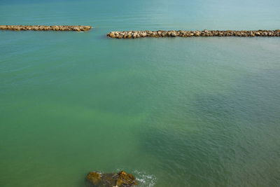 High angle view of calm blue sea