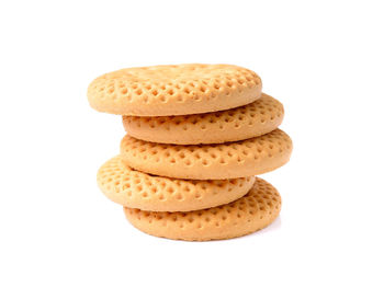 Close-up of stack against white background