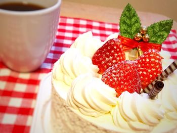 Close-up of cake on table