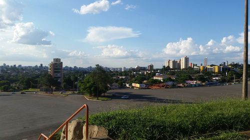 Road with buildings in background