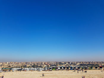 Panoramic view of cairo against clear blue sky