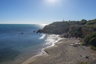 Scenic view of sea against clear sky