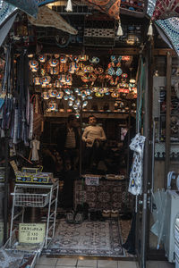 High angle view of market for sale in store