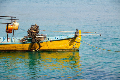 A fishing boat at sea in koh sdach island in cambodia
