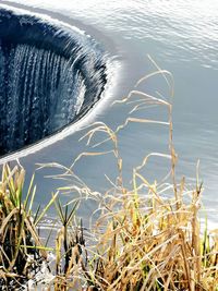 High angle view of waterfall