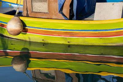 Close-up of multi colored boat