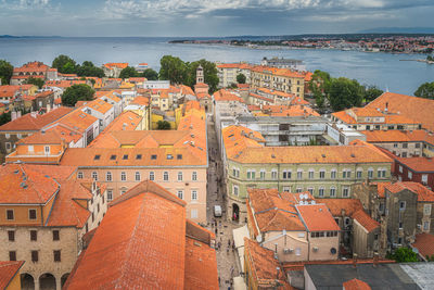 High angle view of townscape and buildings in city