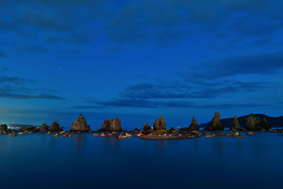 Scenic view of sea against blue sky