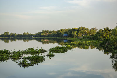 Scenic view of lake against sky