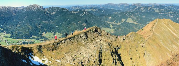 Panoramic view of landscape and mountains against sky