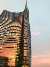 Low angle view of modern building against sky