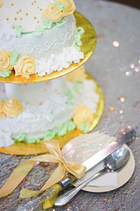 Close-up of cake on table