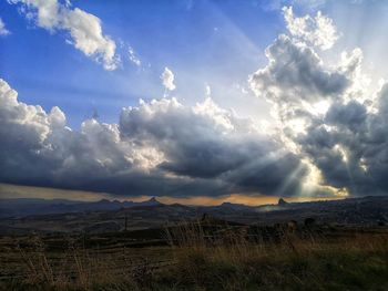 Scenic view of land against sky