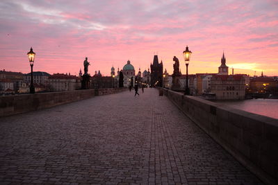 View of city at sunset