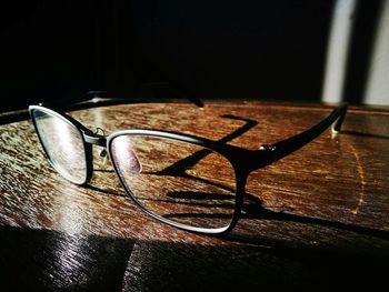 Close-up of sunglasses on table