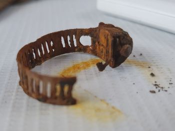 Close-up of chocolate cake on table