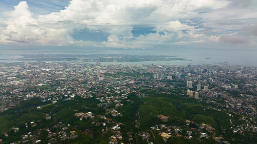 High angle view of cityscape against sky