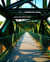 Empty footbridge along footpath