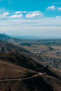 High angle view of landscape against sky