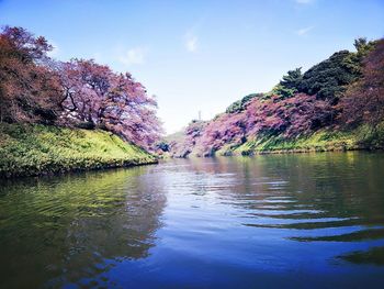 Scenic view of lake against sky