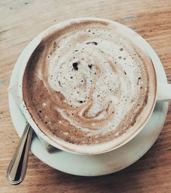 High angle view of coffee on table