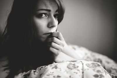 Close-up of woman with hands