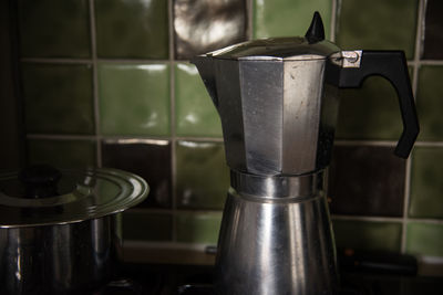 Close-up of coffee maker in kitchen