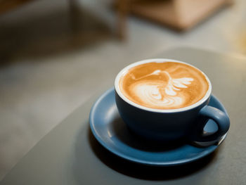 High angle view of coffee on table