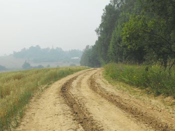 Road passing through field