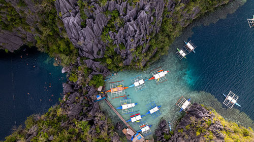 High angle view of buildings in city